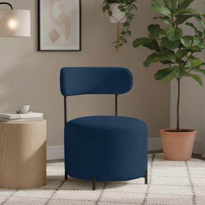 Poltrona Virgínia Decorativa Bouclê Confortável Azul Marinho D'Rossi