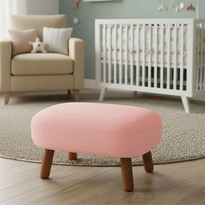 Puff Decorativo Jhessy Madeira Maciça Suede Rosa Bebê D'Rossi