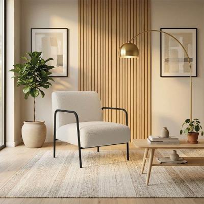 Poltrona Decorativa Helena Base Aço Suede Espuma D26 Conforto Bege D'Rossi