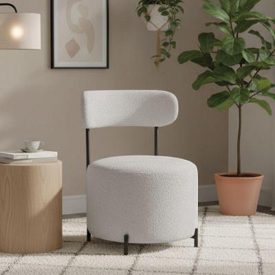 Poltrona Virgínia Decorativa Bouclê Espuma Alta Densidade Cinza D'Rossi