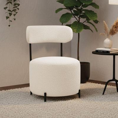 Poltrona Virgínia Decorativa Suede Pés em Aço Bege D'Rossi