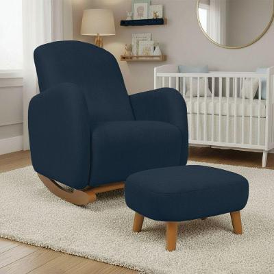 Poltrona de Amamentação Jhessy com Puff Suede 72CM Azul Marinho D'Rossi