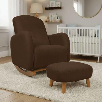 Poltrona Amamentação Balanço Puff Jhessy Madeira Suede 72CM Marrom D'Rossi