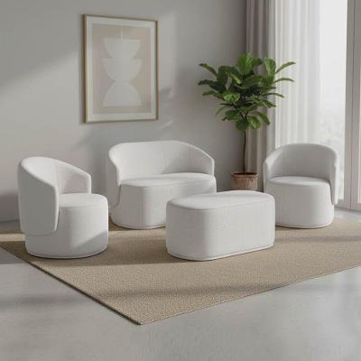 Kit Namoradeira Malu Max com Poltronas e Puff Bouclê Cinza D'Rossi
