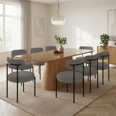 Mesa de Jantar Melina 8 Lugares Vidro Cadeiras Boucle Grafite 200CM D'Rossi