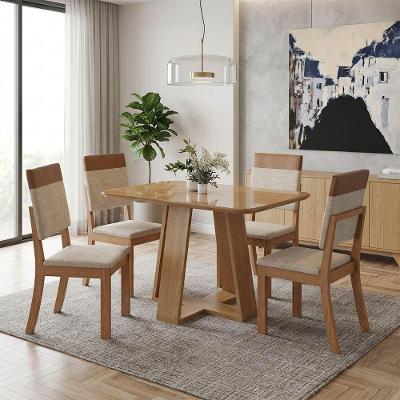 Mesa Jantar Rui 4 Lugares Tampo Vidro Caramelo 120CM D'Rossi