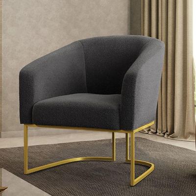 Poltrona Decorativa Stella Bouclê Base Dourada Grafite D'Rossi