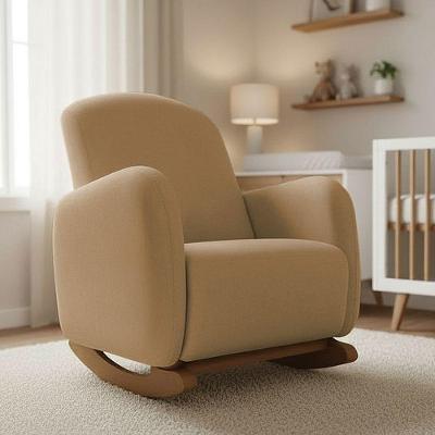 Poltrona de Amamentação Jhessy Balanço Madeira Suede 72CM Marrom D'Rossi