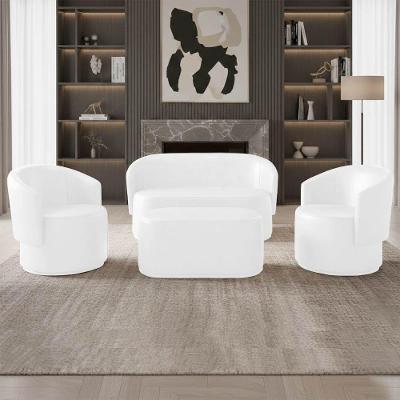 Namoradeira Malu Max com Poltronas e Puff Orgânico Sintético Branco D'Rossi
