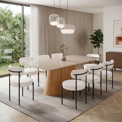 Mesa Jantar Melina 8 Lugares Vidro Cadeiras Boucle Off White 200CM D'Rossi