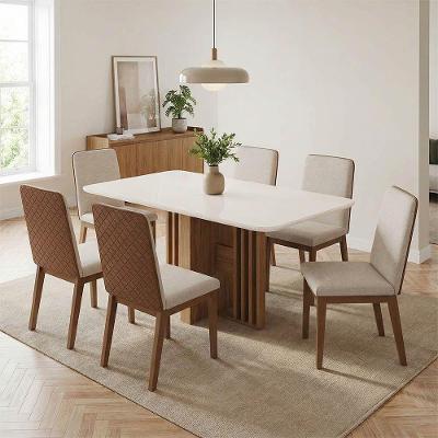 Mesa de Jantar Leo H02 6 Lugares Retangular MDF 160CM Off White D'Rossi
