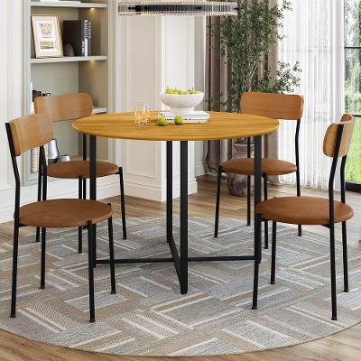 Mesa de Jantar Redonda Nuri Camel A04 4 Lugares Vidro Preta 100CM D'Rossi