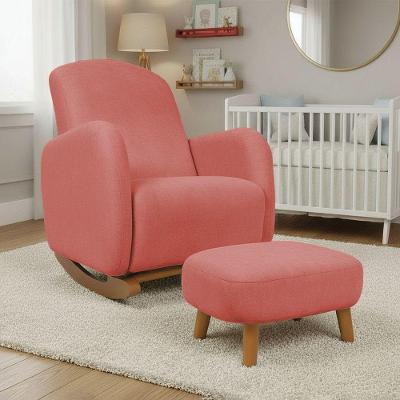 Poltrona Amamentação Balanço Puff Jhessy Suede Rose D'Rossi
