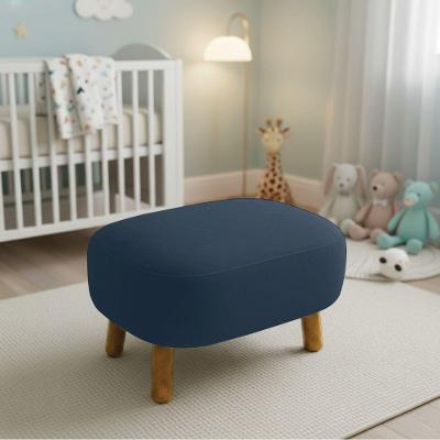 Puff Decorativo Jhessy Madeira Maciça Suede Azul Marinho D'Rossi