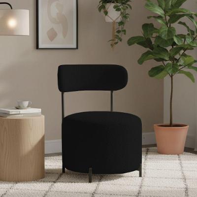 Poltrona Virgínia Decorativa Suede Base Aço Preto D'Rossi