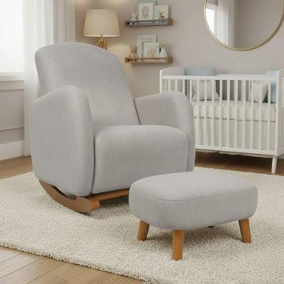 Poltrona Amamentação Balanço Puff Jhessy Madeira Suede 72CM Cinza D'Rossi