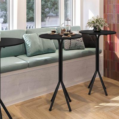 Mesa Alta Bistrô Isa Preto A04 Redonda Aço 63CM Preto D'Rossi