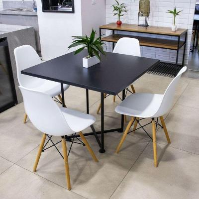 Mesa de Jantar Jade 4 Lugares MDP Cadeiras Eiffel Preto e Branco 90CM D'Rossi