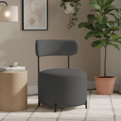 Poltrona Virgínia Decorativa Bouclê Suede Grafite D'Rossi