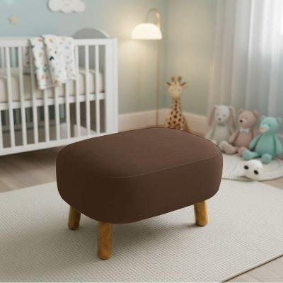 Puff Decorativo Jhessy Retangular Madeira Maciça Suede Marrom D'Rossi