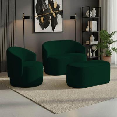 Kit Namoradeira Poltrona e Puff Malu Max Bouclê Verde D'Rossi