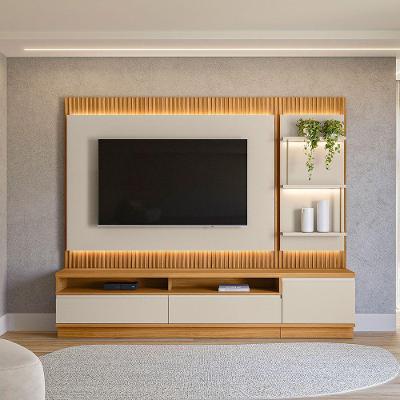 Painel para TV 70" Denver L04 238CM com Rack e Módulo LED Off White D'Rossi