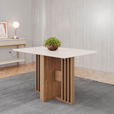 Mesa de Jantar Leo H02 4 Lugares Retangular Vidro 120CM Off White D'Rossi
