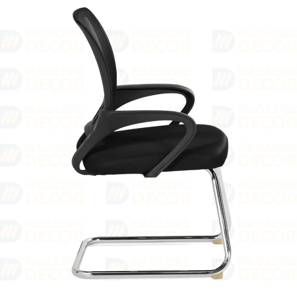 Kit 2 Cadeiras De Escritório Secretária Base Fixa - Preto - 8