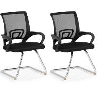 Kit 2 Cadeiras De Escritório Secretária Base Fixa - Preto - 1