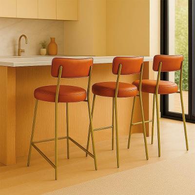 Kit 3 Banquetas Altas Londres PU Base Fixa com Encosto Whisky D'Rossi