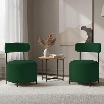Kit 2 Poltronas Virgínia Decorativas Bouclê Verde Pés Aço D'Rossi