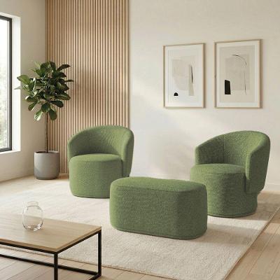 Kit 2 Poltronas e Puff Malu Napoli Hidrorepelente Couro Sintético Verde D'Rossi