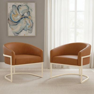 Kit 2 Poltronas Arielle Decorativas Sintético Espuma D26 Whisky D'Rossi