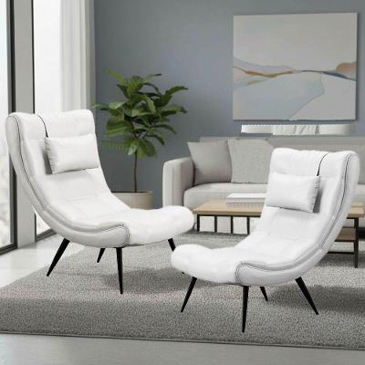 Kit 2 Poltronas Sher Pé Palito Couro Sintético PU Facto Branco D'Rossi