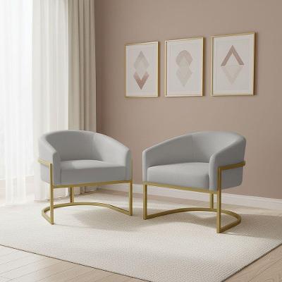 Kit 2 Poltronas Arielle Industrial Couro Sintético Espuma D26 Cinza D'Rossi