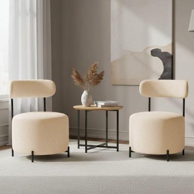 Kit 2 Poltronas Virgínia Decorativas Bouclê Pés de Aço Bege D'Rossi