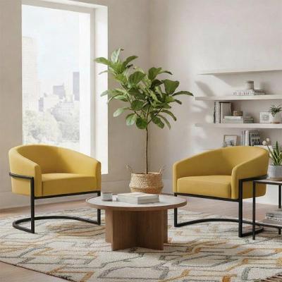 Kit 2 Poltronas Arielle Decorativas Veludo Base Industrial Mostarda D'Rossi