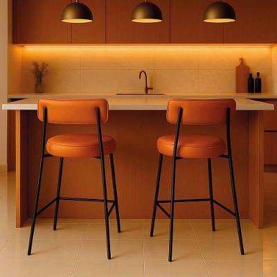Kit 2 Banquetas Londres Industrial PU Espuma D26 Whisky Preto D'Rossi