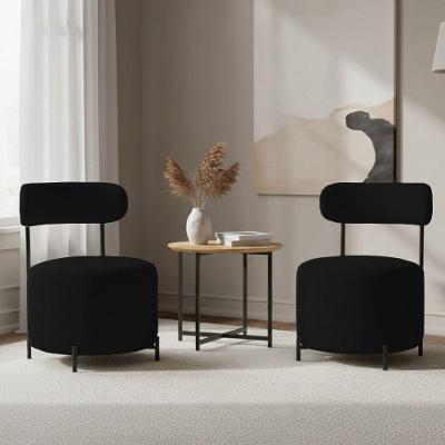Kit 2 Poltronas Virgínia Decorativas Bouclê Pés Aço Preto D'Rossi