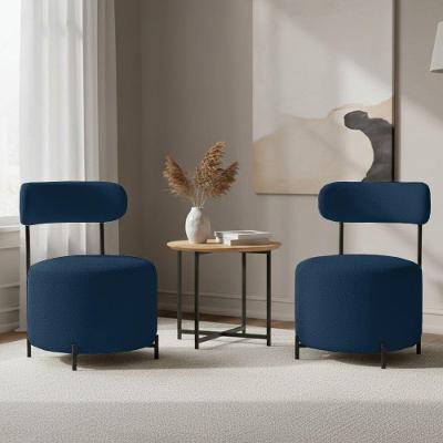 Kit 2 Poltronas Virgínia Decorativas Bouclê Azul Marinho D'Rossi