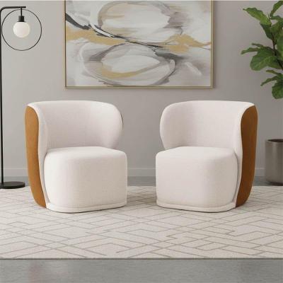 Kit 2 Poltronas Ayla Orgânica Giratória PU Nozes e Linho Bege D'Rossi