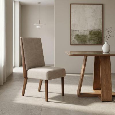 Kit 4 Cadeiras de Jantar Lidiane H02 MDF-MDP PU e Linho Caramelo D'Rossi
