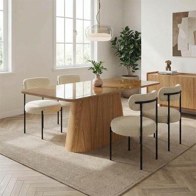 Conjunto Jantar Napoli H02 6 Lugares Vidro Cadeiras Aço Preto Bege 160CM D'Rossi