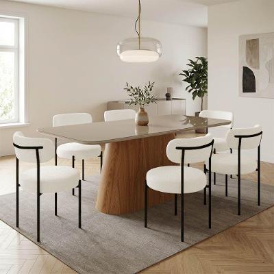 Conjunto Jantar Melina 6 Lugares Vidro Cadeiras Margara Aço Off White 160CM D'Rossi