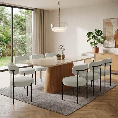Conjunto Jantar Melina 8 Lugares Vidro 200cm Off White Cadeiras Boucle D'Rossi