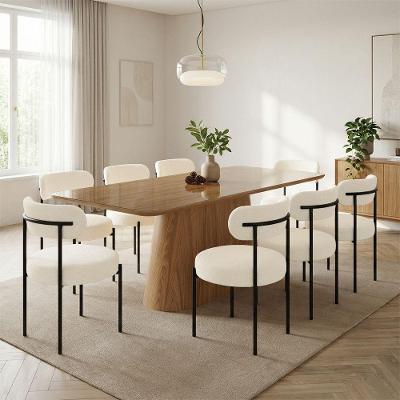 Conjunto Jantar Melina 8 Lugares Vidro Cadeiras Boucle Off White 200CM D'Rossi