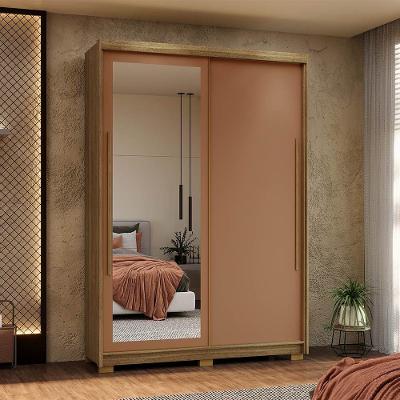 Guarda Roupa Solteiro Magnun V01 2 Portas de Correr 3 Gavetas MDF Nature-Camarim D'Rossi