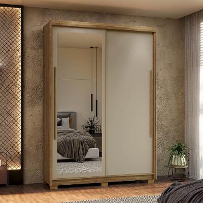 Guarda Roupa Solteiro Magnun V01 2 Portas de Correr 3 Gavetas MDF Nature-Fendi D'Rossi