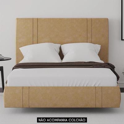 Cama Casal Flutuante 138cm Cabeceira Romana Sintético Bege D'Rossi