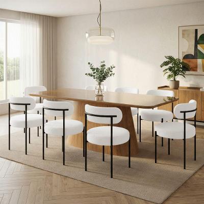Conjunto Jantar Melina 8 Lugares Vidro 200CM Cadeiras Boucle Nature D'Rossi